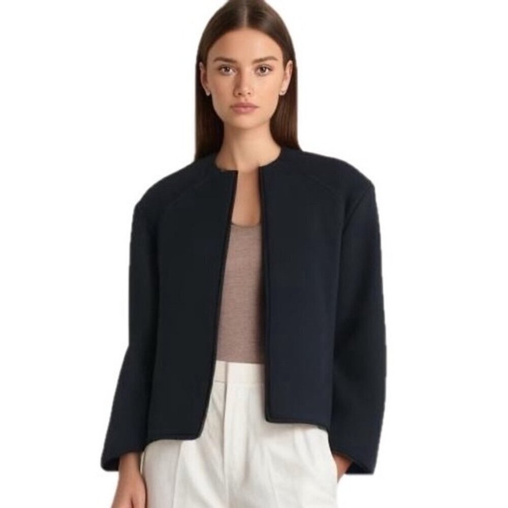 Michael Kors Collection Virgin Wool Open Front Jacket XS Black MSRP $2,250